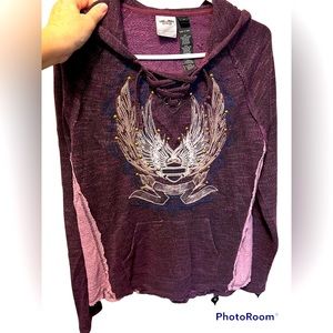 Harley Davidson Sz M, pull over sweater with hood.